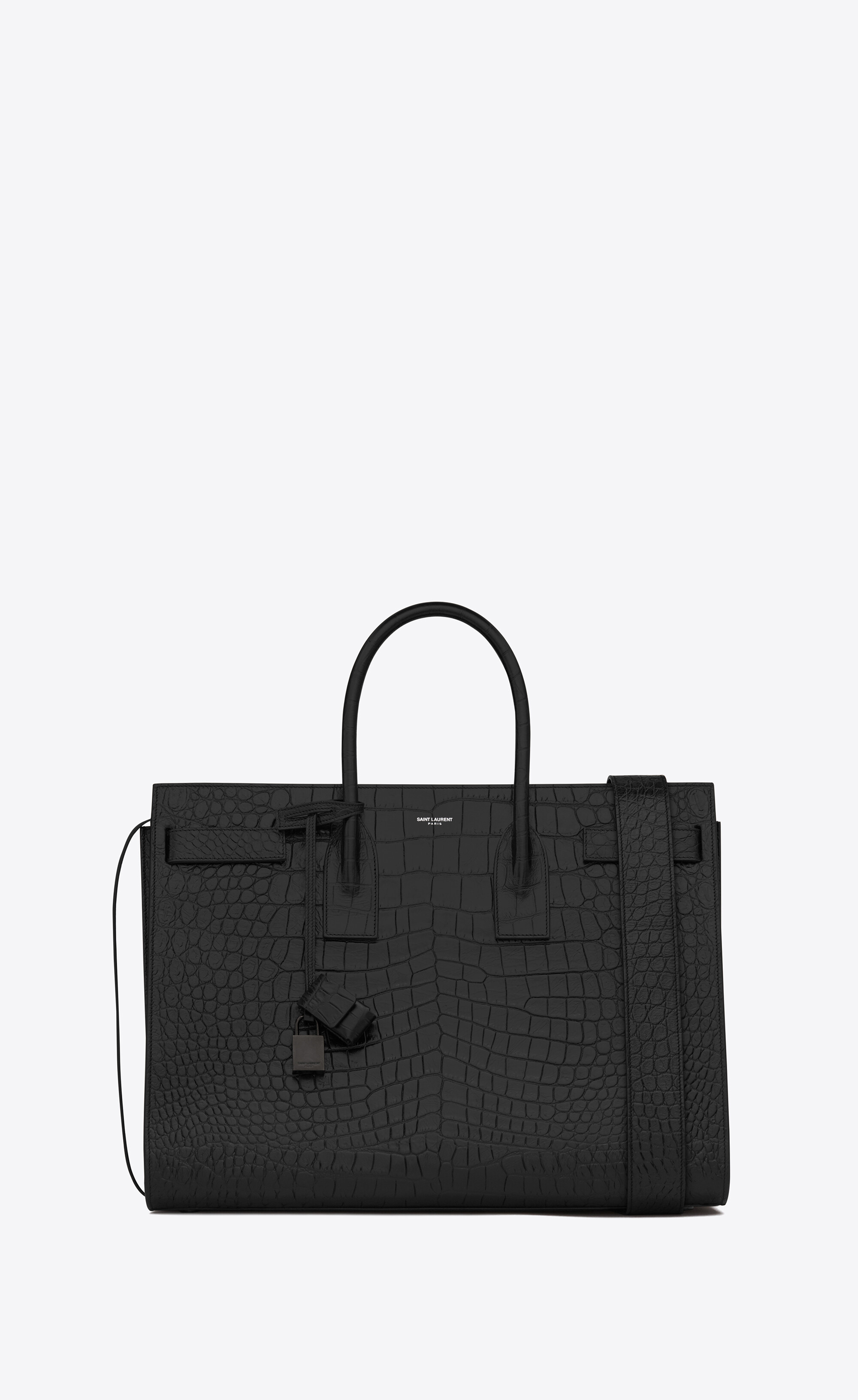 bag in black crocodile embossed leather ...